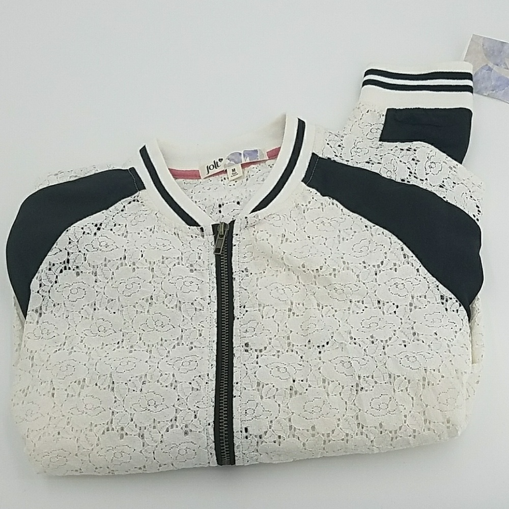 π Color Block Lace Bomber Jacket - Picture 8 of 8